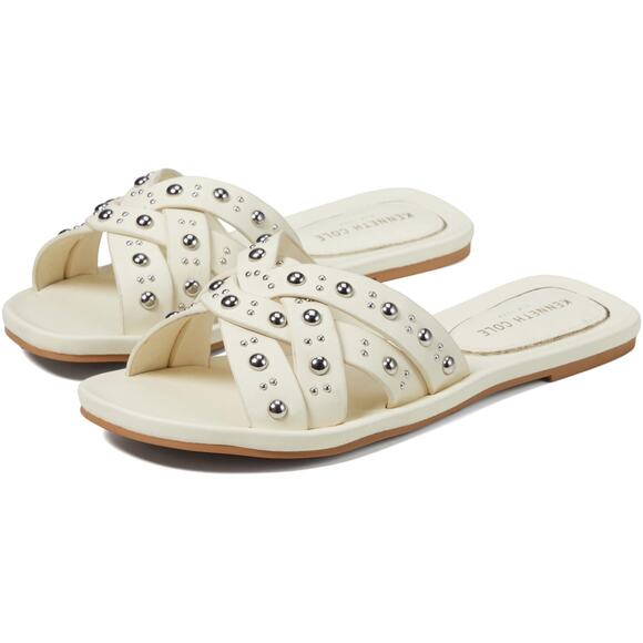 Kenneth Cole Women's Women's Jula Stud Flat Sandal Egret EU 40.5 US 9.5 - Picture 1 of 6